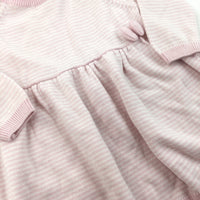 Pink & White Stripe Long Sleeve Dress - Girls 3-6 Months