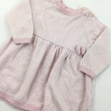 Pink & White Stripe Long Sleeve Dress - Girls 3-6 Months