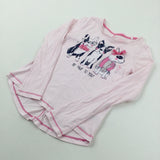 'Be True To You'  Dogs Glittery Pink Cotton Long Sleeve Top - Girls 6-7 Years