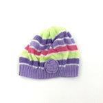 Purple, Pink & Lime Stripe Hat - Girls 3-6 Months