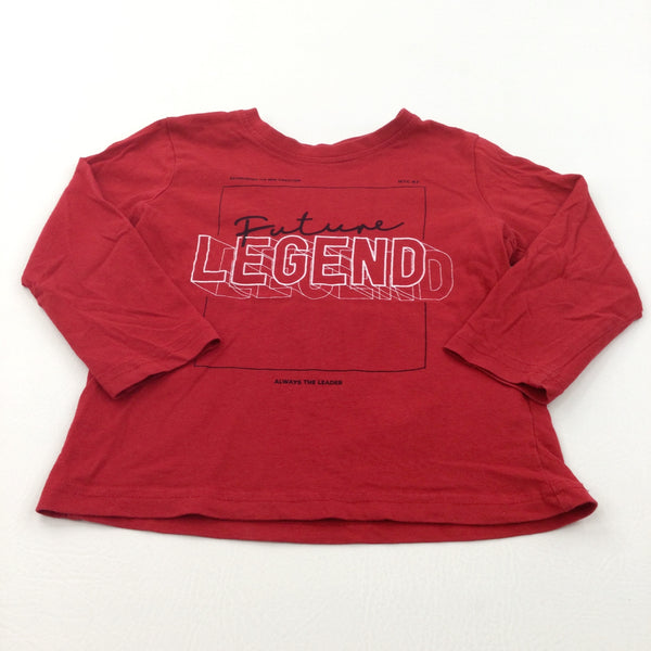 'Future Legends' Red Long Sleeve top - Boys 3-4 Years