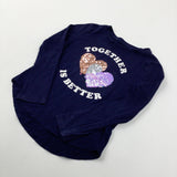 'Together is Better' Hearts Sequin Navy Flip Long Sleeve Top- Girls 6-7 Years