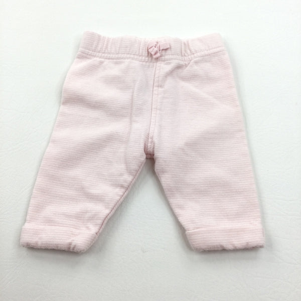 Pink & White Striped Jersey Trousers - Girls Newborn