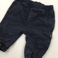 Navy Lined Trousers with Elastic Waist - Boys 3-6 Months