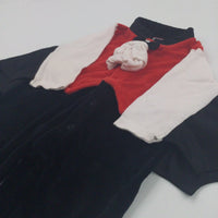 Vampire Black Red & White Velour Costume - Boys 9-12 Years - Halloween