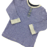 Blue & Grey Long Sleeve Top - Boys 6-9 Months