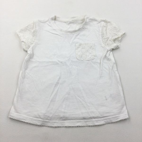 Embroidered Detail White T-Shirt - Girls 5-6 Years