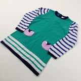 Apples Green Striped Long Sleeve Knitted Jumper - Girls 6-7 Years
