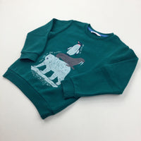 'Take Care Of Our Planet' Aarctic Animals Green Sweatshirt - Boys 4-5 Years