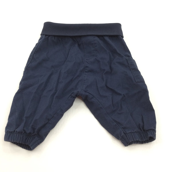 Navy Cotton Trousers - Boys 1-2 Months