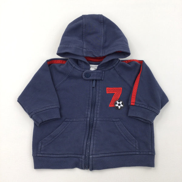 Football Zip Up Navy Hoodie - Boys 0-3 Months