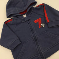 Football Zip Up Navy Hoodie - Boys 0-3 Months