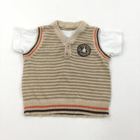 Cream Tank Top with Faux White T-Shirt - Boys 6-9 Months