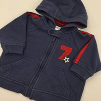 Football Zip Up Navy Hoodie - Boys 0-3 Months