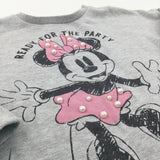 'Ready For The Party' Minnie Mouse Beaded Cropped Grey Sweatshirt - Girls 8 Years
