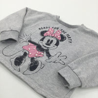 'Ready For The Party' Minnie Mouse Beaded Cropped Grey Sweatshirt - Girls 8 Years