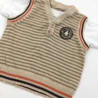 Cream Tank Top with Faux White T-Shirt - Boys 6-9 Months