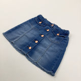 Blue Denim Skirt With Adjustable Waist - Girls 6-7 Years