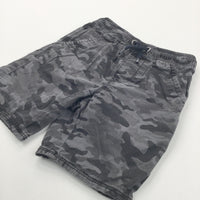 Camouflage Black & Grey Cotton Shorts - Boys 5-6 Years