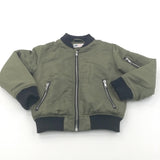 Olive Green & Black Bomber Jacket - Boys 5-6 Years