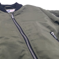 Olive Green & Black Bomber Jacket - Boys 5-6 Years