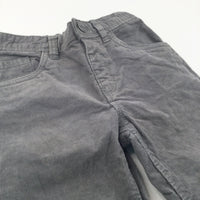 Grey Corduroy Trousers with Adjustable Waistband - Boys 5-6 Years