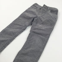 Grey Corduroy Trousers with Adjustable Waistband - Boys 5-6 Years