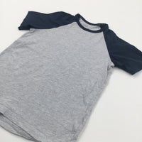 Navy & Grey T-Shirt - Boys 5-6 Years