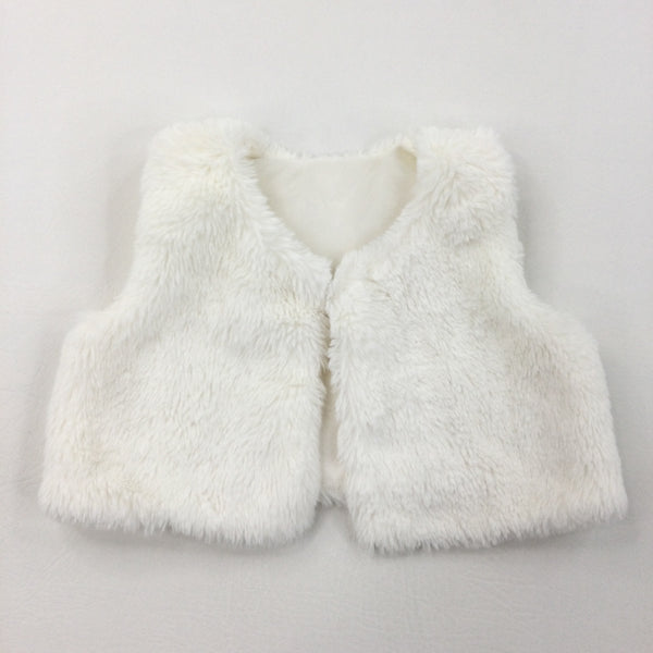 White Fluffy Gilet - Girls 6-9 Months