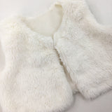 White Fluffy Gilet - Girls 6-9 Months