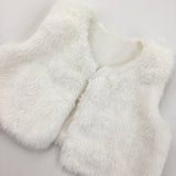 White Fluffy Gilet - Girls 6-9 Months