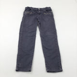 Blue Grey Denim Jeans with Zip Pockets & Adjustable Waistband - Girls 9-10 Years