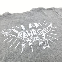 'I Am Rawrsome' Dinosaur Grey T-Shirt - Boys 5-6 Years