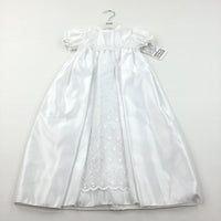 **NEW** Embroidered Flowers White Christening Dress/Gown - Girls 0-3 Months