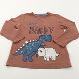 'Loved By Daddy' Dinosaurs Burnt Orange Long Sleeve Top - Boys 5-6 Years