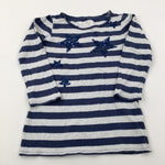 Stars Sequin Blue Striped Tunic Top - Girls 7-8 Years