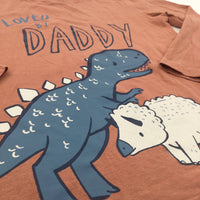 'Loved By Daddy' Dinosaurs Burnt Orange Long Sleeve Top - Boys 5-6 Years