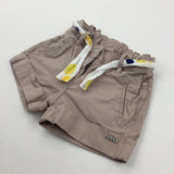 Beige Cotton Shorts With Adjustable Waist & Belt - Girls 5 Years