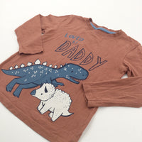 'Loved By Daddy' Dinosaurs Burnt Orange Long Sleeve Top - Boys 5-6 Years