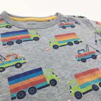 Colourful Vehicles Grey T-Shirt - Boys 5-6 Years