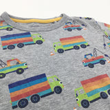 Colourful Vehicles Grey T-Shirt - Boys 5-6 Years