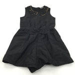 Beads & Sequins Gold & Black Polyester & Cotton Playsuit with Collar - Girls 10 Years