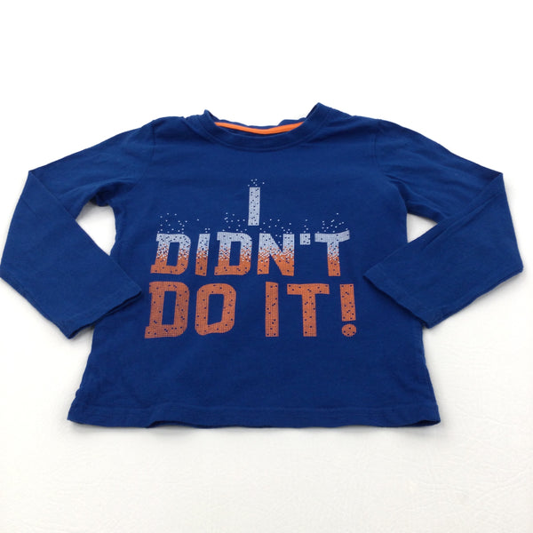 'I Didn't Do It' Blue & Orange Long Sleeve Top - Boys 18-24 Months