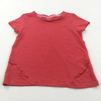 Red T-Shirt with Frill Detail - Girls 5-6 Years