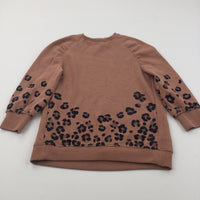 Animal Print Glittery Orange/Brown Sweatshirt Dress - Girls 6 Years