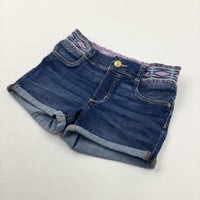 Blue Shorts With Colourful Waist - Girls 7-8 Years