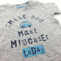 'Smile & Make Mischief…' Campervan Grey T-Shirt - Boys 3-6 Months