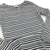 Black & White Striped Polyester Dress - Girls 5-6 Years