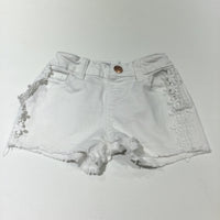 Lace Detailed White Denim Shorts - Girls 18-24 Months