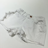 Lace Detailed White Denim Shorts - Girls 18-24 Months